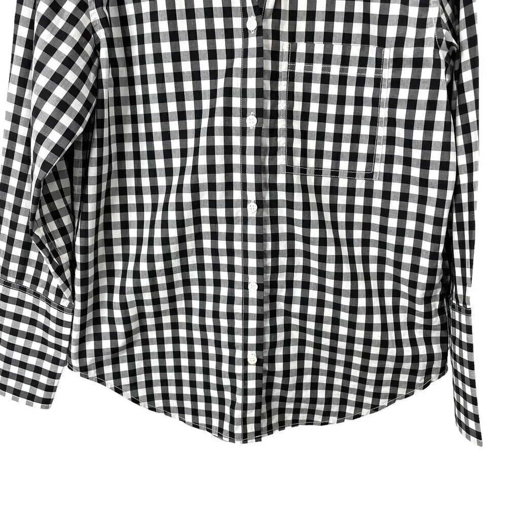 J. Crew Garçon shirt‎ in gingham cotton poplin Sz 0 BP610 black white